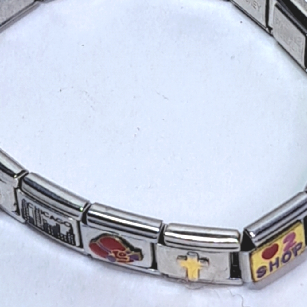 Silver Charms Bracelet interchangeable made in Italy Disney I love shopping